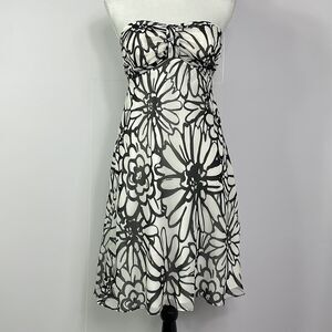 White House Black Market Strapless Silk Floral Print Dress, Size 0